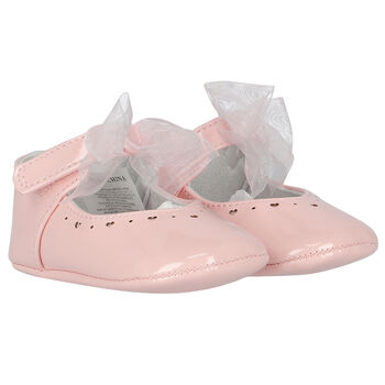 حذاء بنات ما قبل المشي بفيونكة باللون الوردي